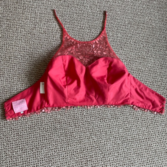 Blush Prom | Hot Pink/Coral Two Piece Prom Dress - Picture 5 of 7